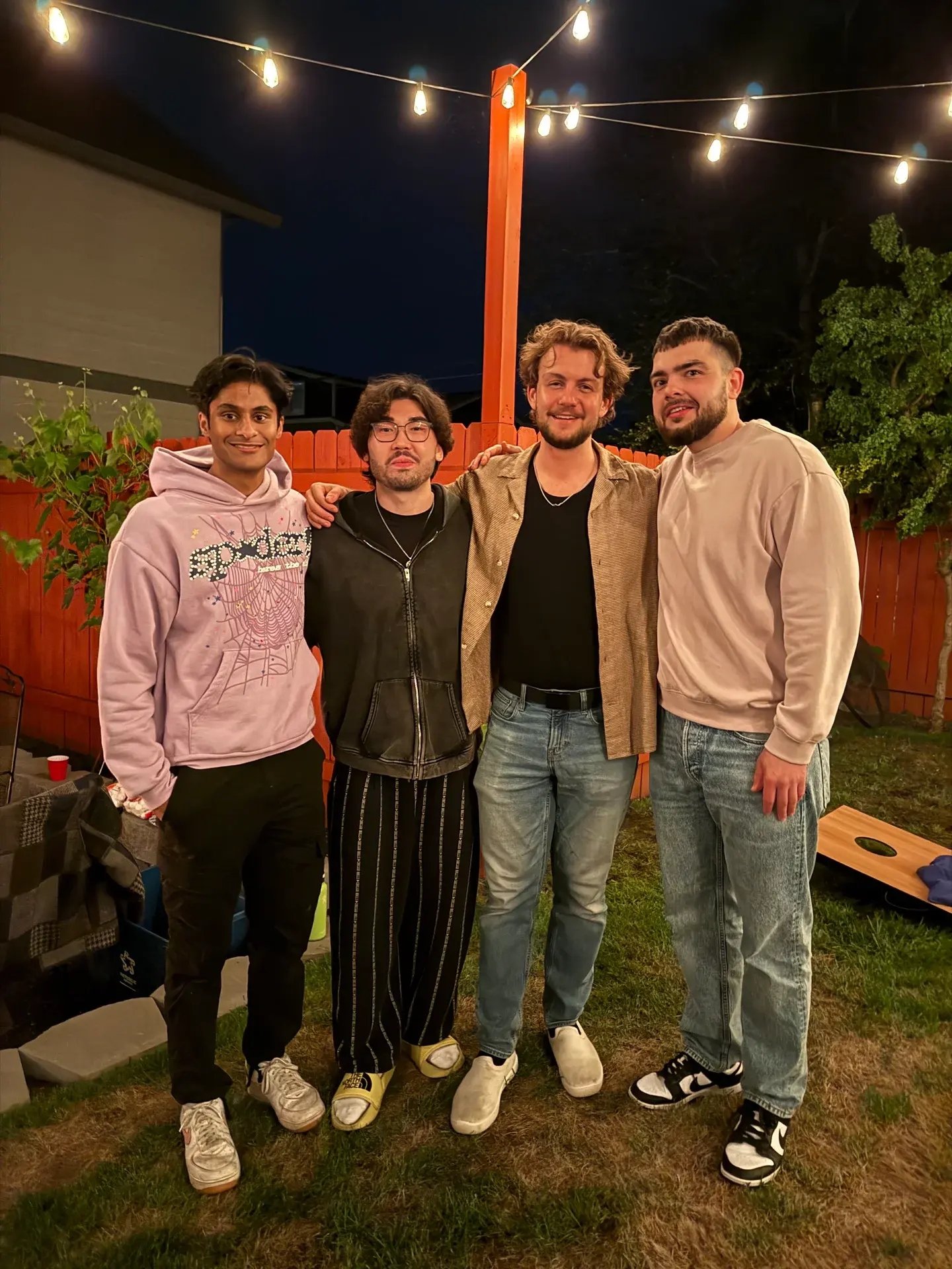 Friends at a backyard birthday party